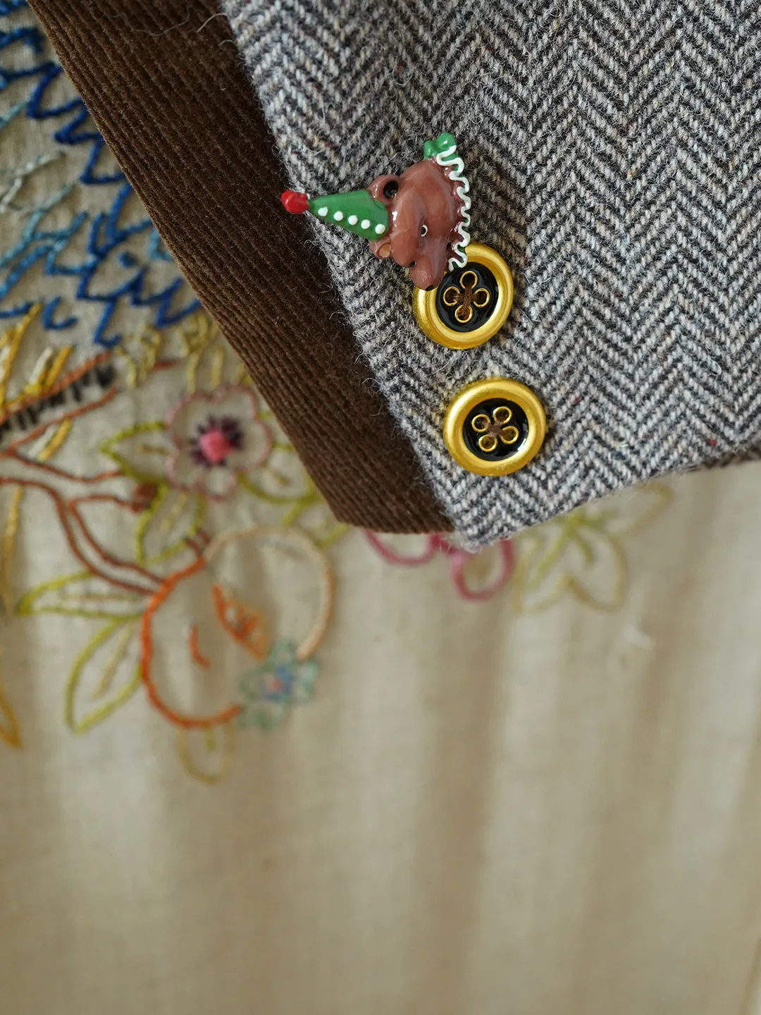 Unlogical Poem Circus Embroidered Corduroy Blazer