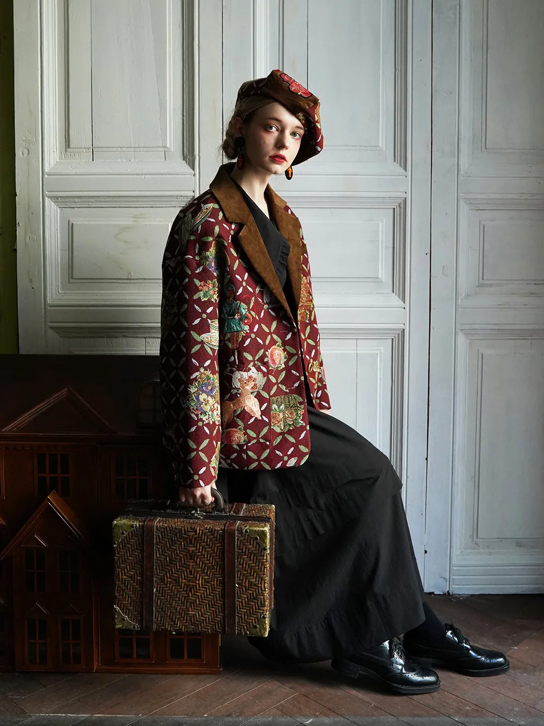 Unlogical Poem Circus Embroidered Corduroy Blazer