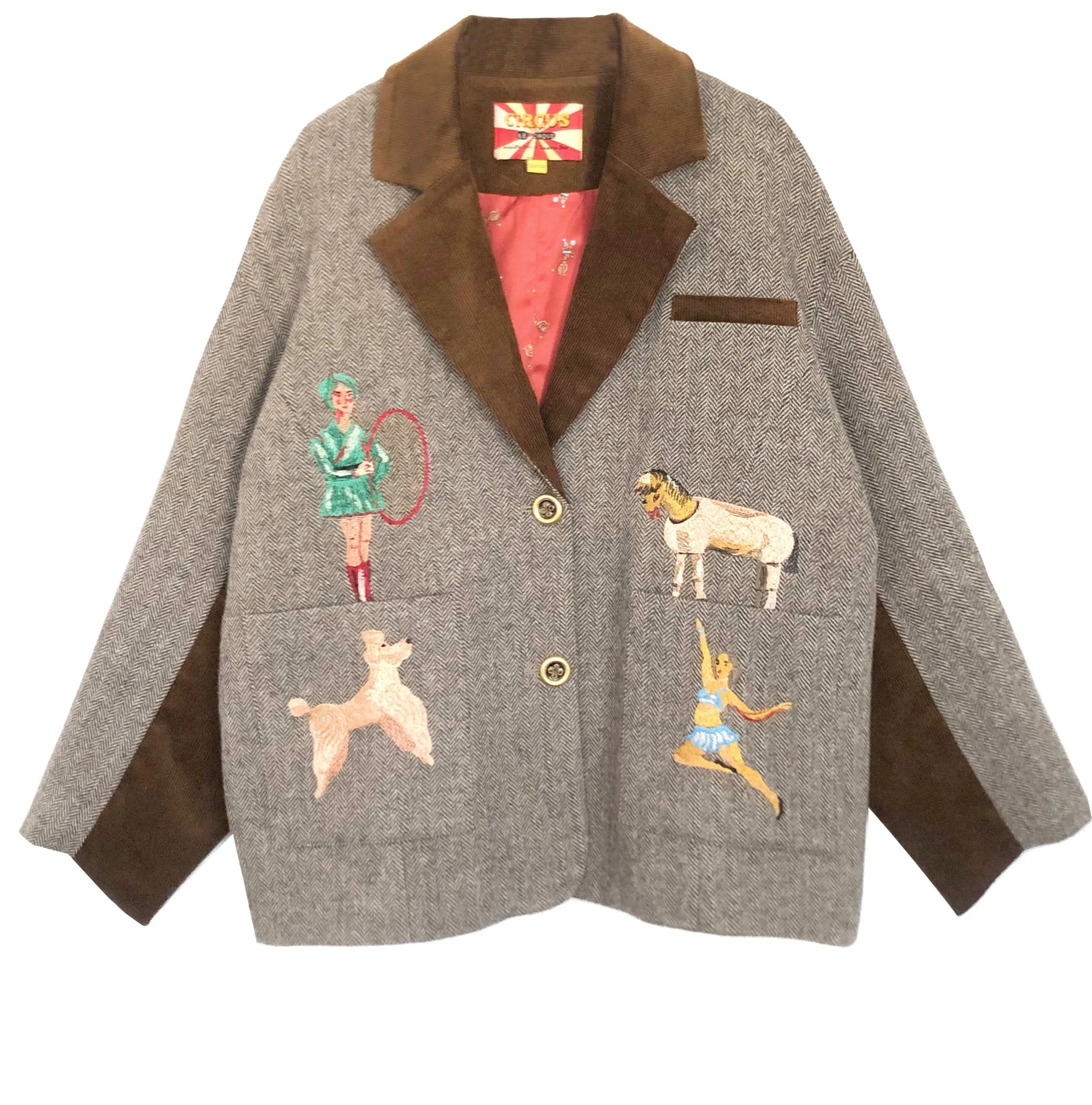 Unlogical Poem Circus Embroidered Corduroy Blazer