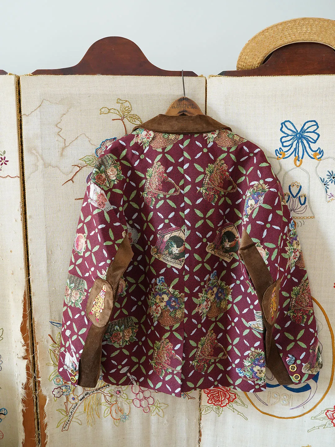Unlogical Poem Circus Embroidered Corduroy Blazer
