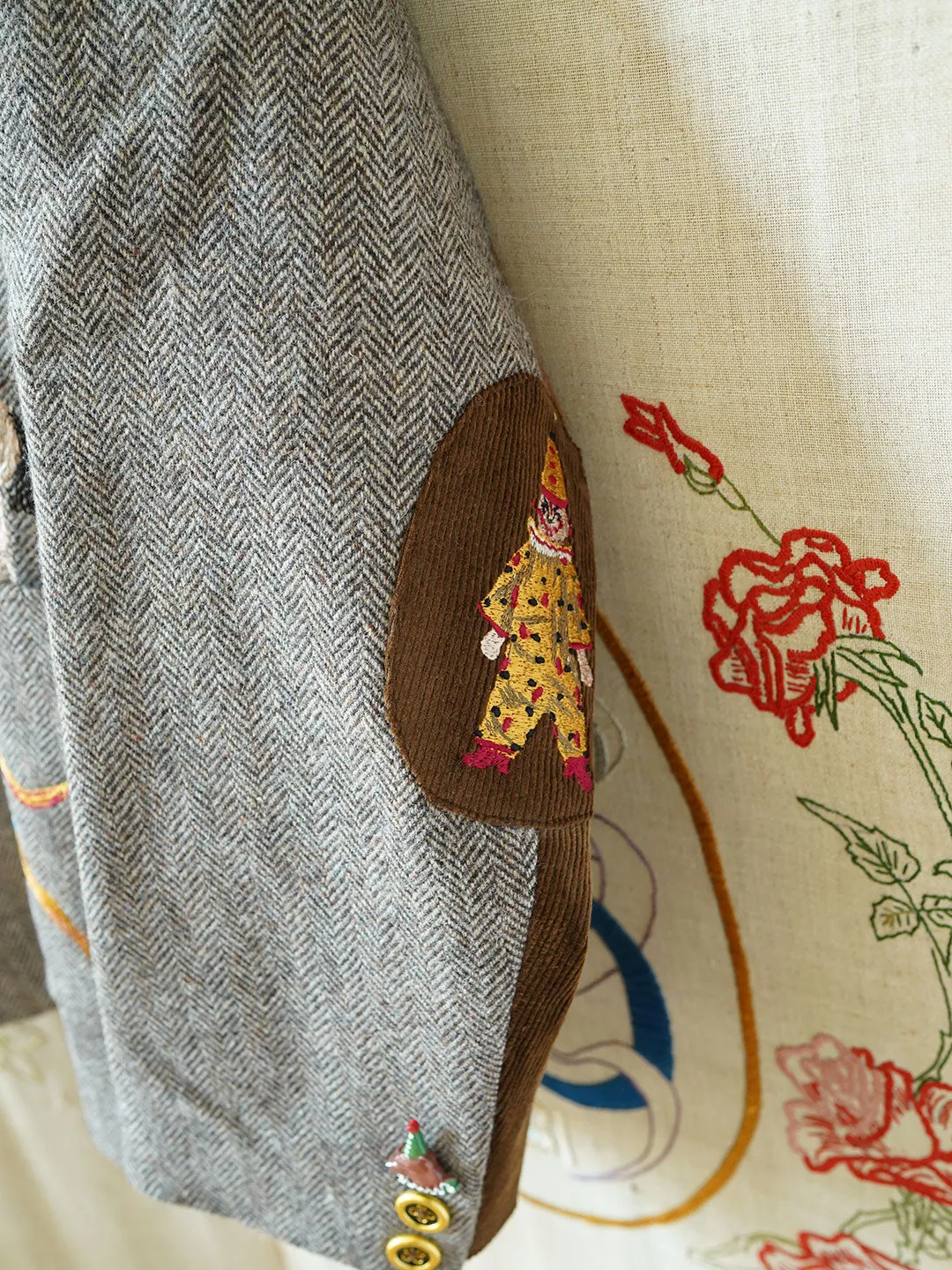 Unlogical Poem Circus Embroidered Corduroy Blazer