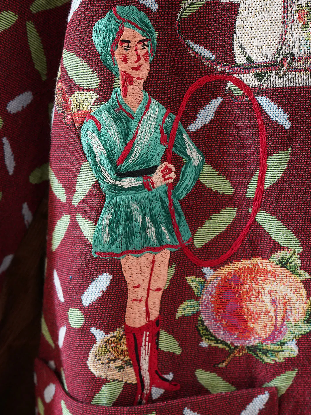Unlogical Poem Circus Embroidered Corduroy Blazer