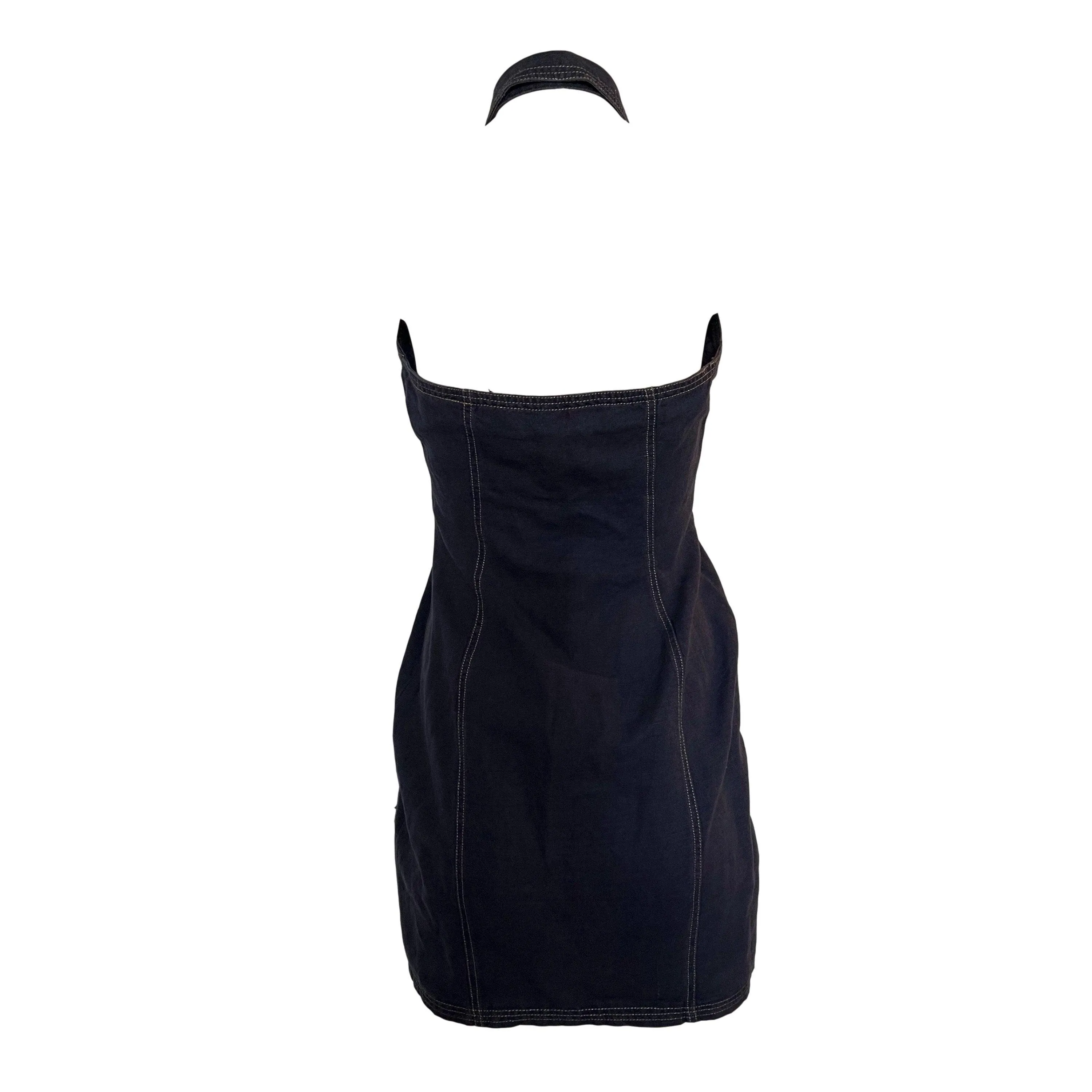 Versace Blue Denim Halter Dress