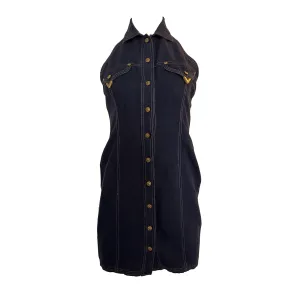 Versace Blue Denim Halter Dress