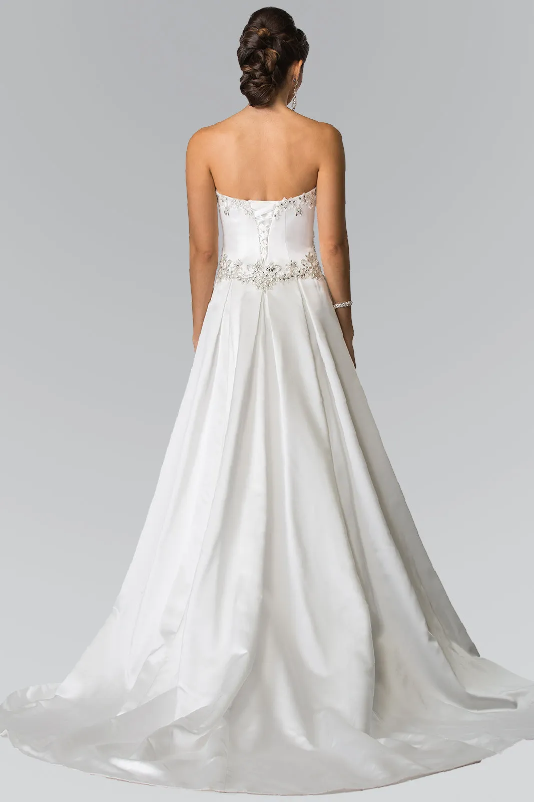 Victoria Wedding Dress White Strapless Satin Corset Back Gown 2602201EE-White