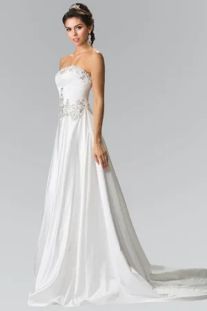 Victoria Wedding Dress White Strapless Satin Corset Back Gown 2602201EE-White