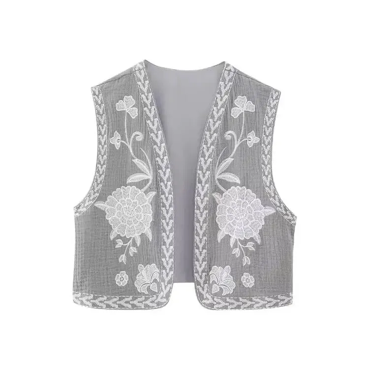 Vintage Floral Embroidered Open Waistcoat by CHRISTIANARTBAG