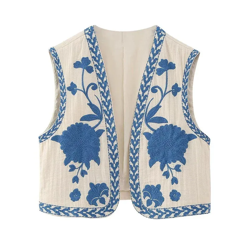 Vintage Floral Embroidered Open Waistcoat by CHRISTIANARTBAG