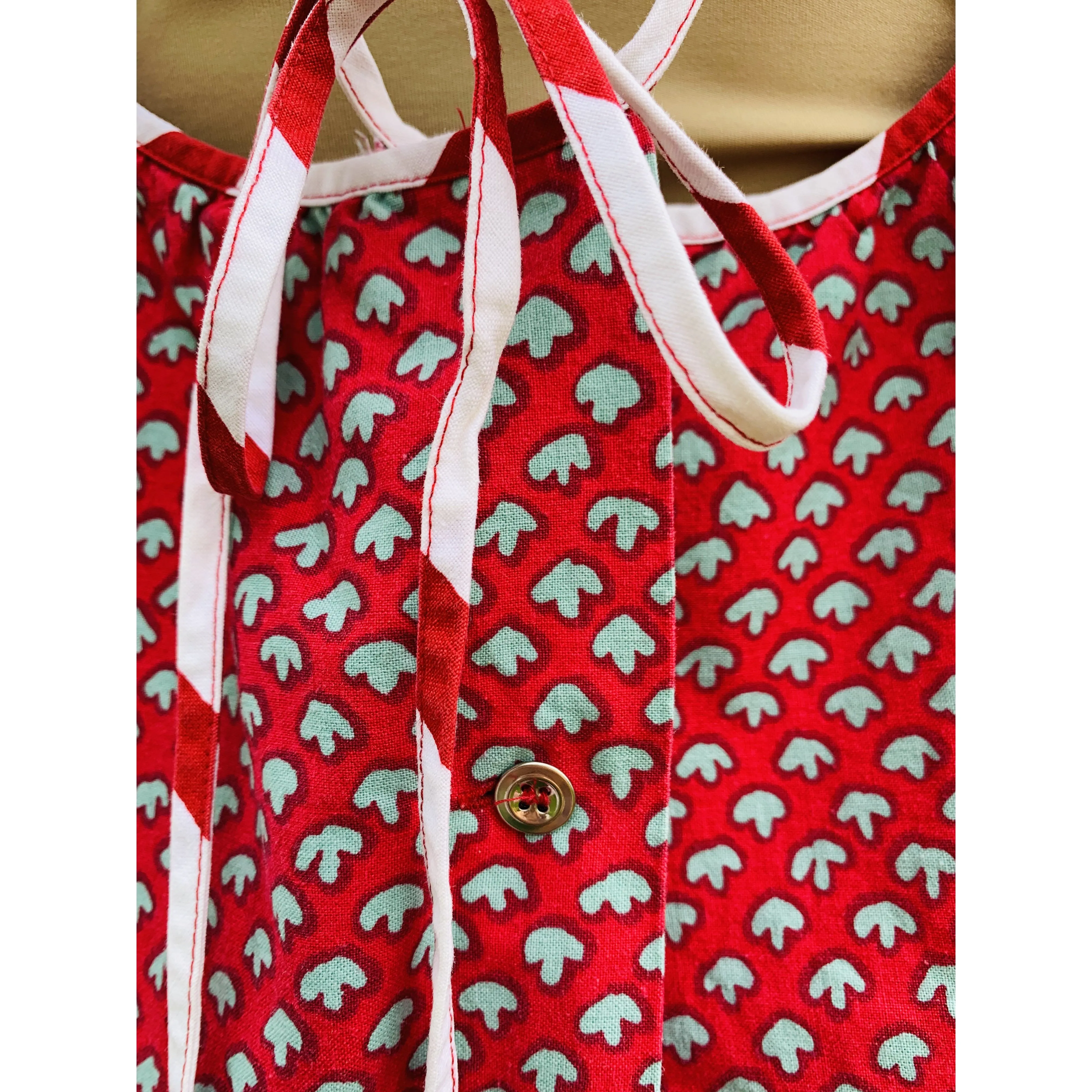 Vintage Marimekko Dress 1968 RARE S/M Halter Style Red Green Mini Print