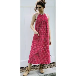 Vintage Marimekko Dress 1968 RARE S/M Halter Style Red Green Mini Print