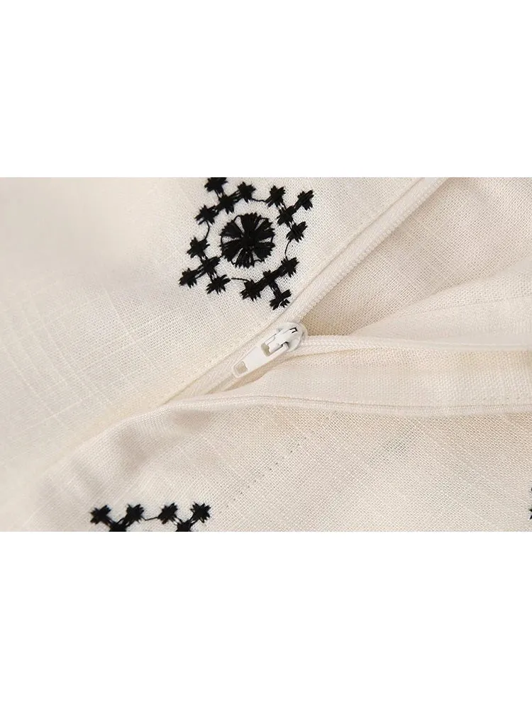 Vintage Women Loose Boho Linen Pants Summer Fashion Ladies Vocation Soft Embroidery Trousers Female Casual Bottoms Chic