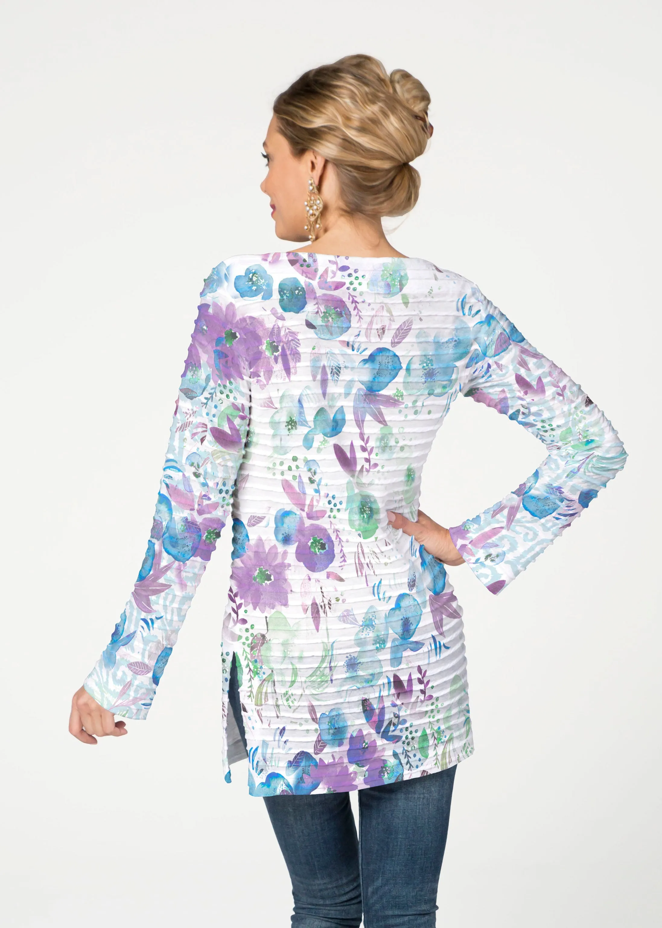 Violet (16228) ~ Banded Boatneck Tunic