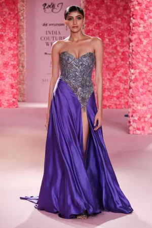 Violette deep lilac satin gown