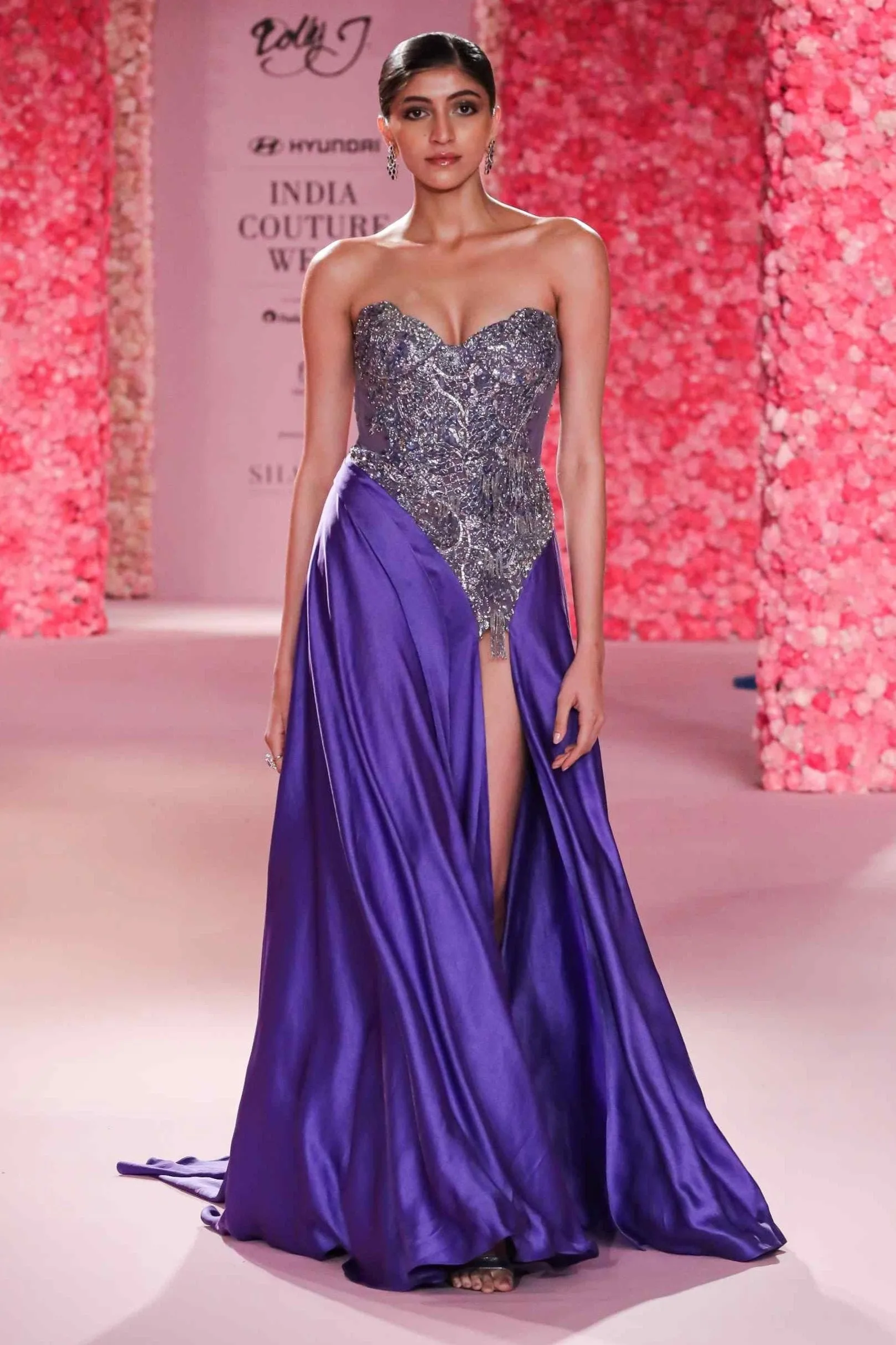 Violette deep lilac satin gown