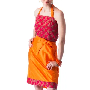 Vivah Tangerine and Fuscia Silk Halter Bridesmaids Dress
