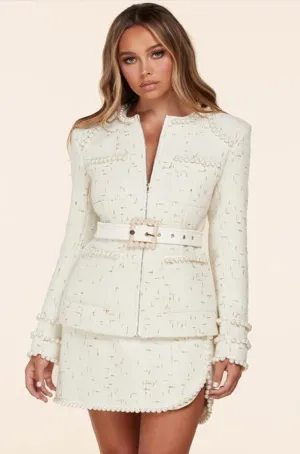 Vivienne Lee Two-Piece Embroidered Lace Pearl Suit
