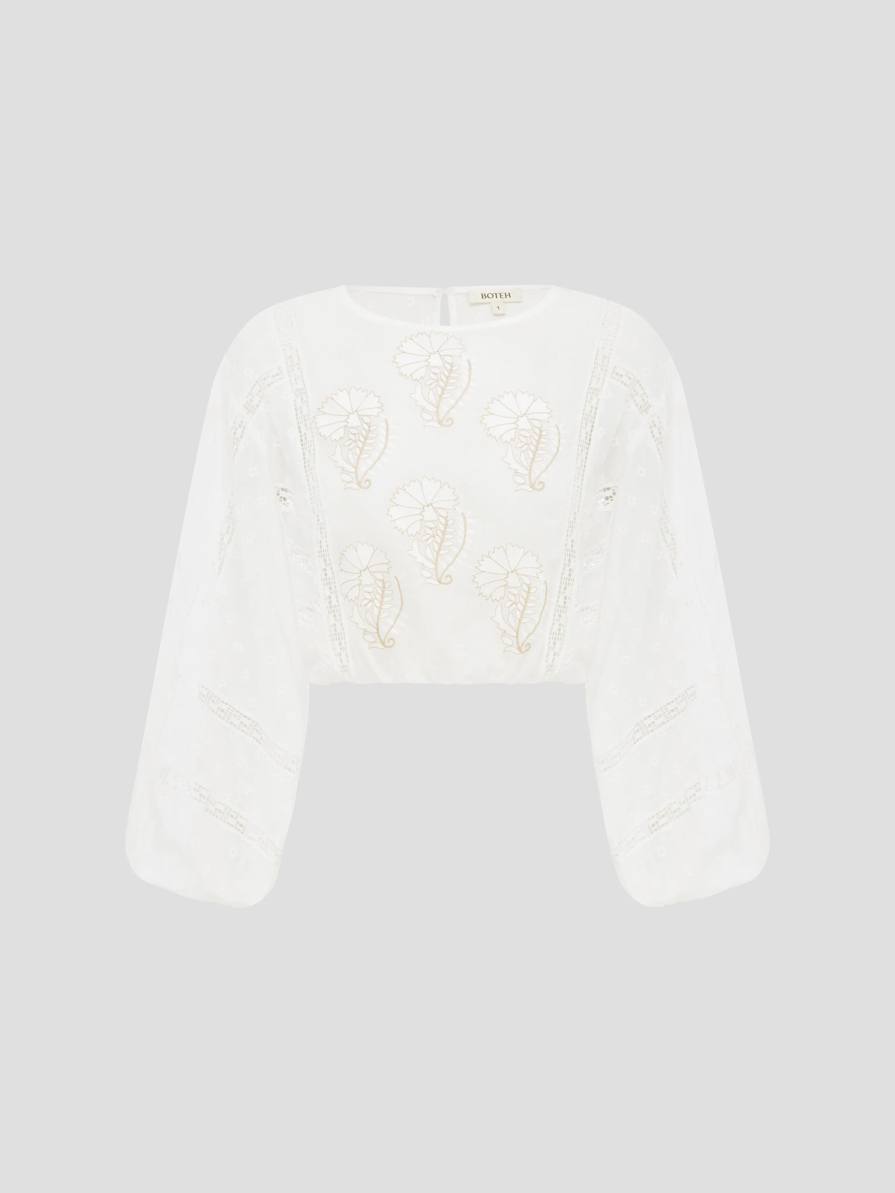 Voila Embroidered Full Sleeve Crop Top