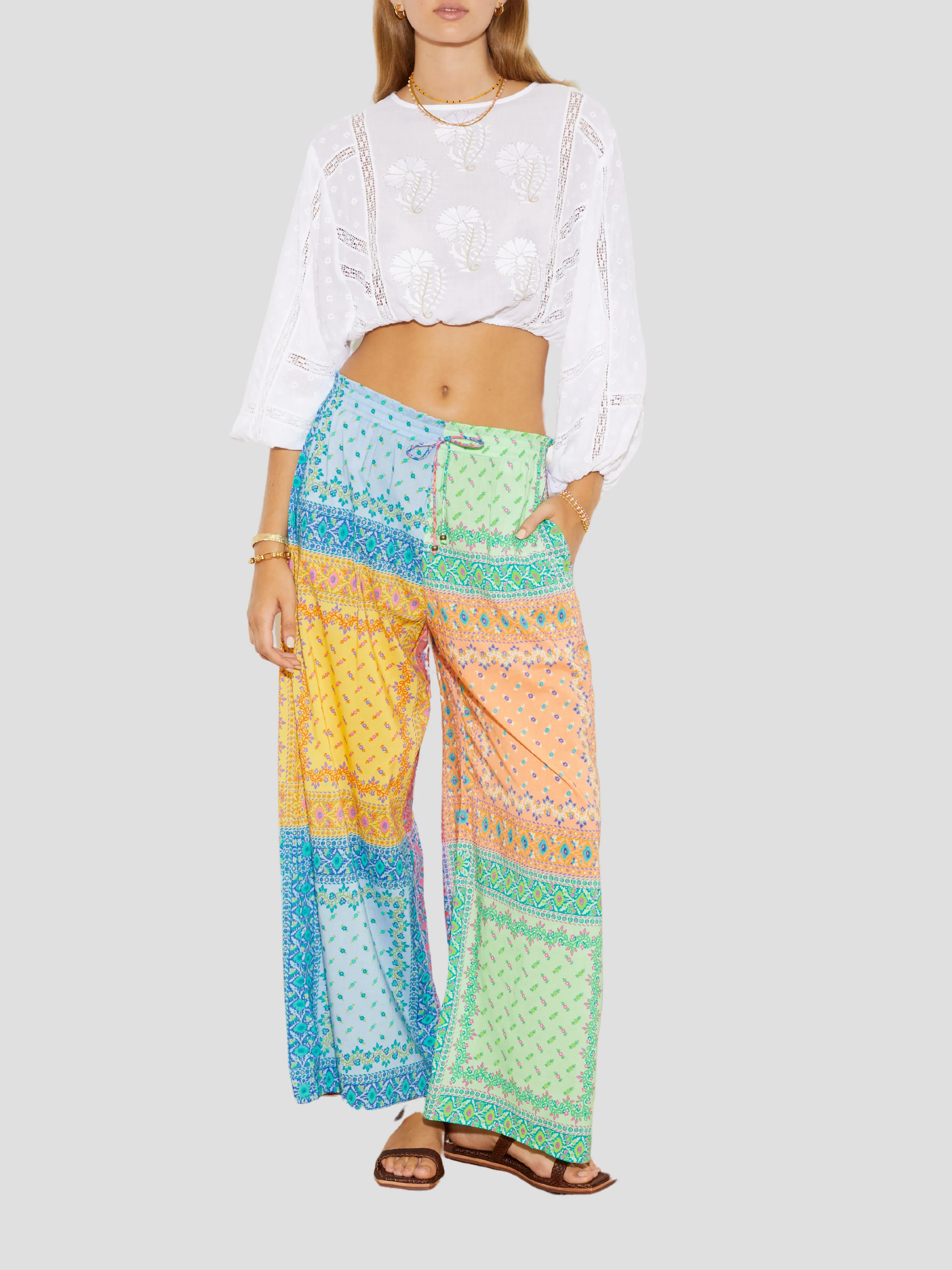 Voila Embroidered Full Sleeve Crop Top