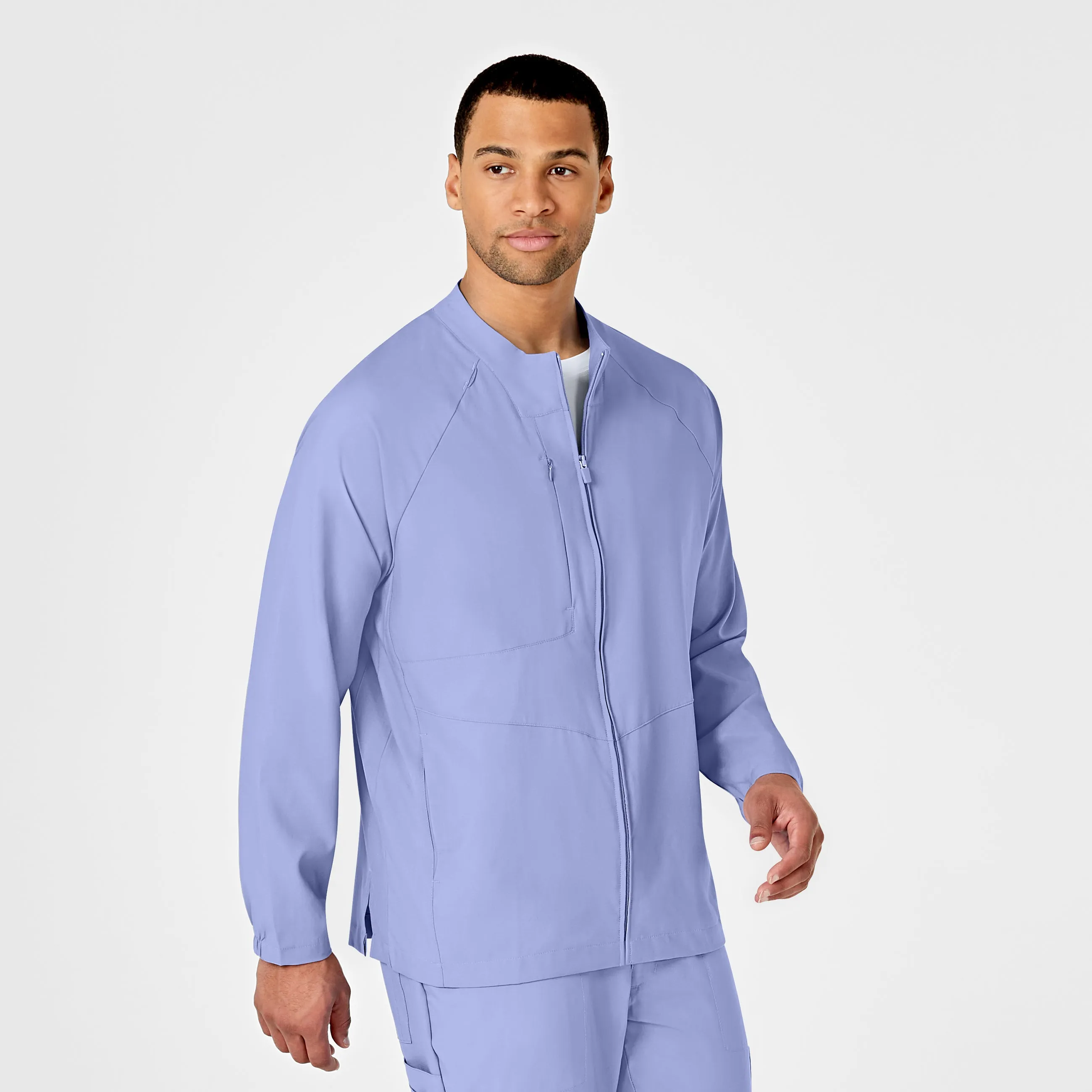 W123 8355 Men's Zip Front Warm Up Jacket Ceil Blue