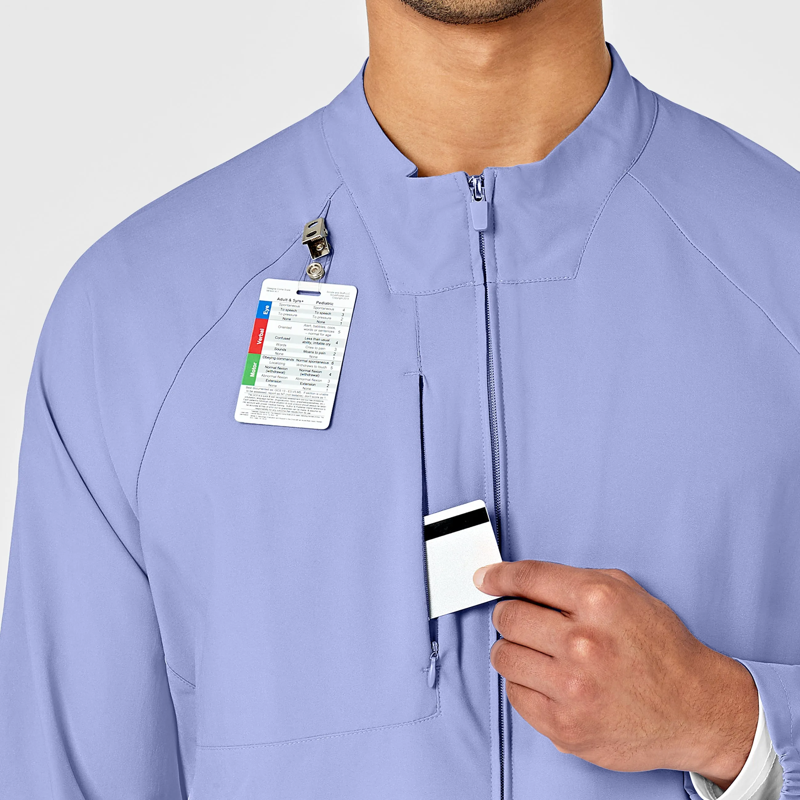 W123 8355 Men's Zip Front Warm Up Jacket Ceil Blue