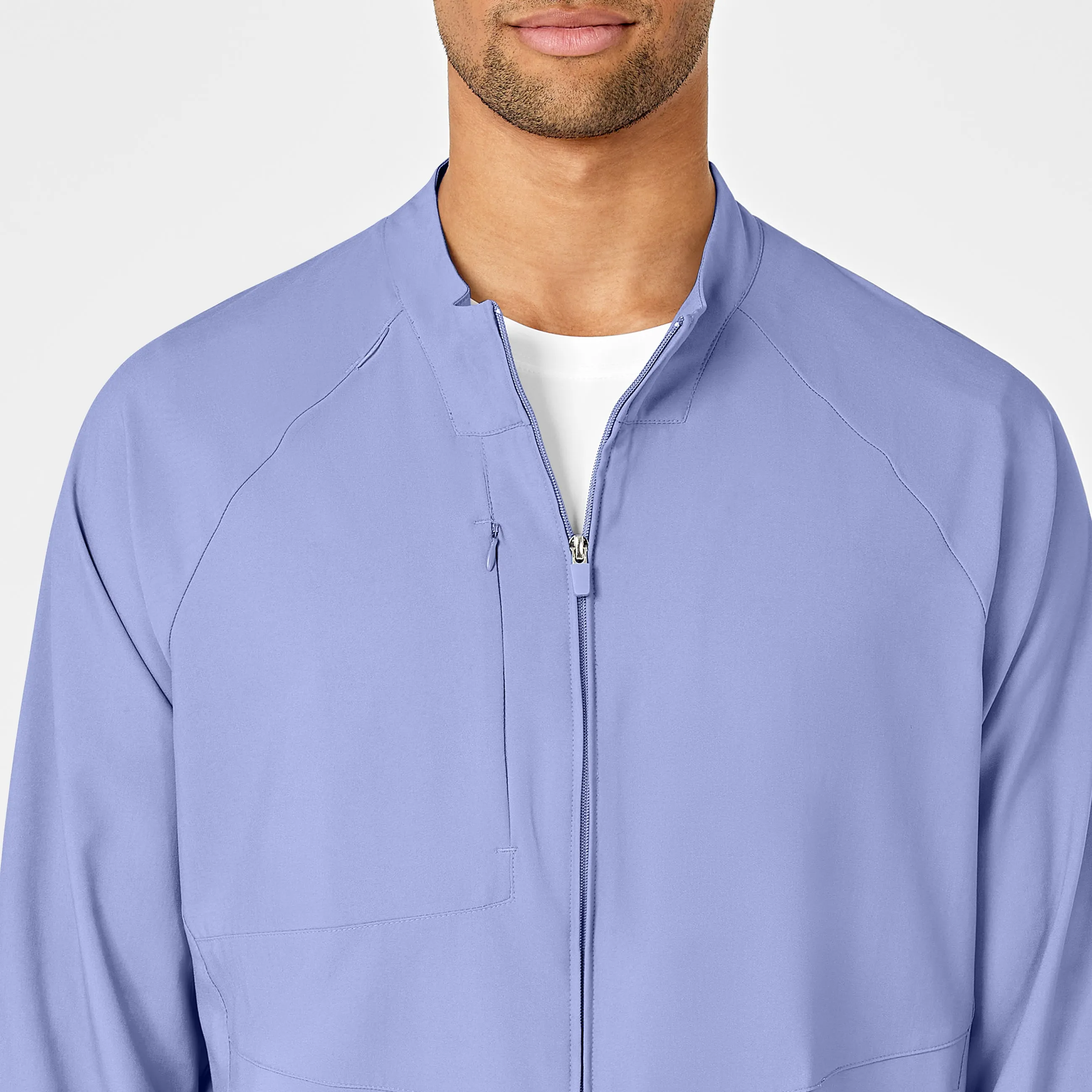W123 8355 Men's Zip Front Warm Up Jacket Ceil Blue