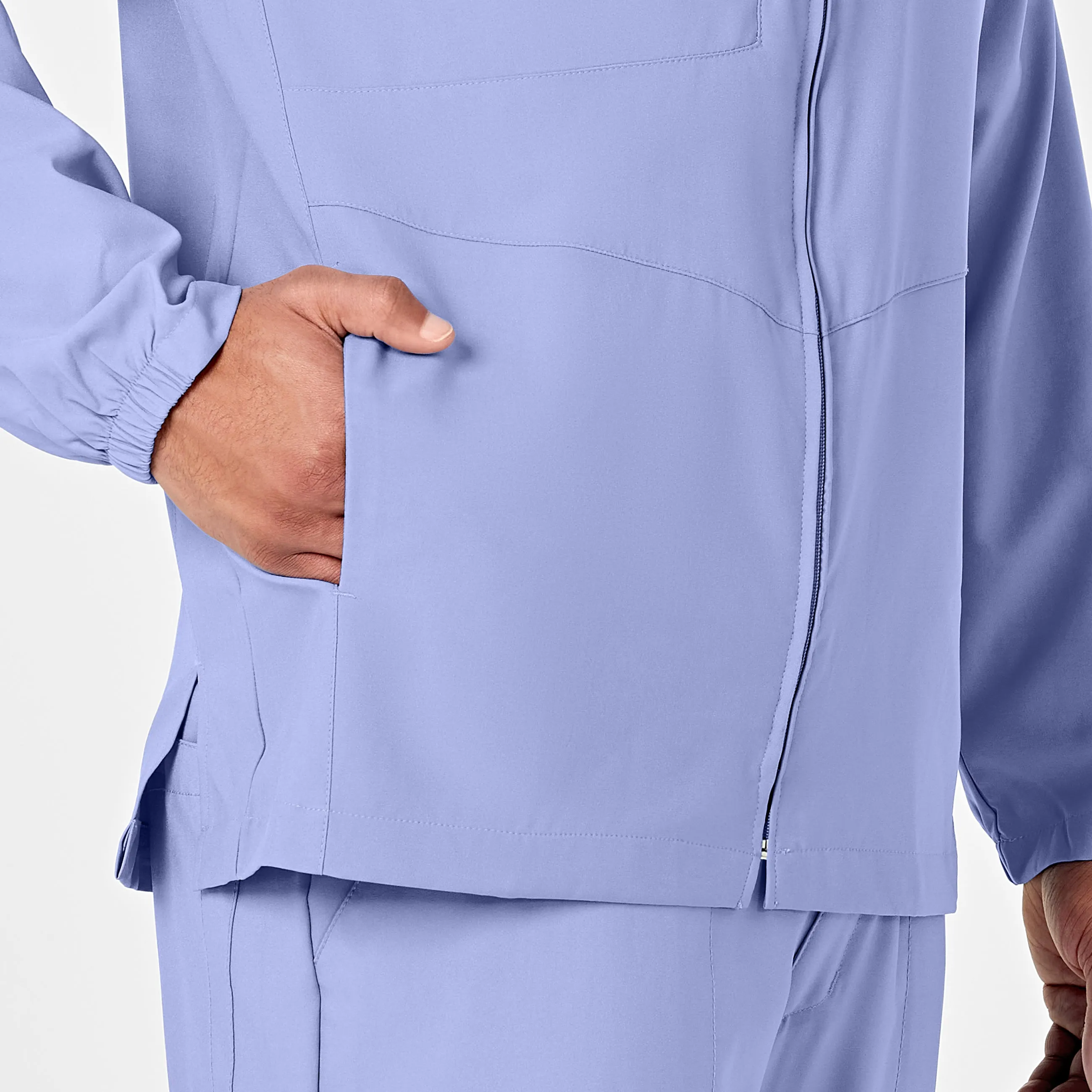 W123 8355 Men's Zip Front Warm Up Jacket Ceil Blue
