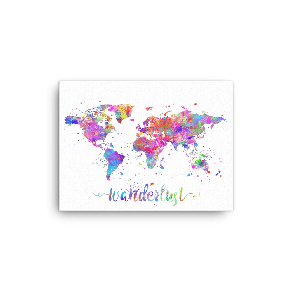 Wanderlust World Map Canvas Wrap