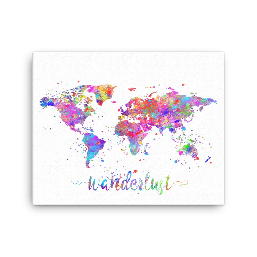 Wanderlust World Map Canvas Wrap