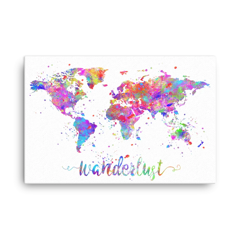 Wanderlust World Map Canvas Wrap
