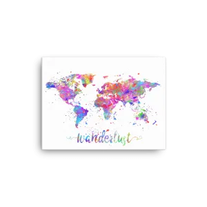 Wanderlust World Map Canvas Wrap
