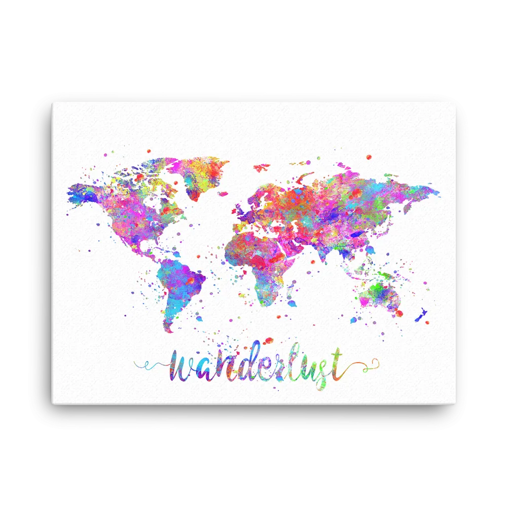Wanderlust World Map Canvas Wrap