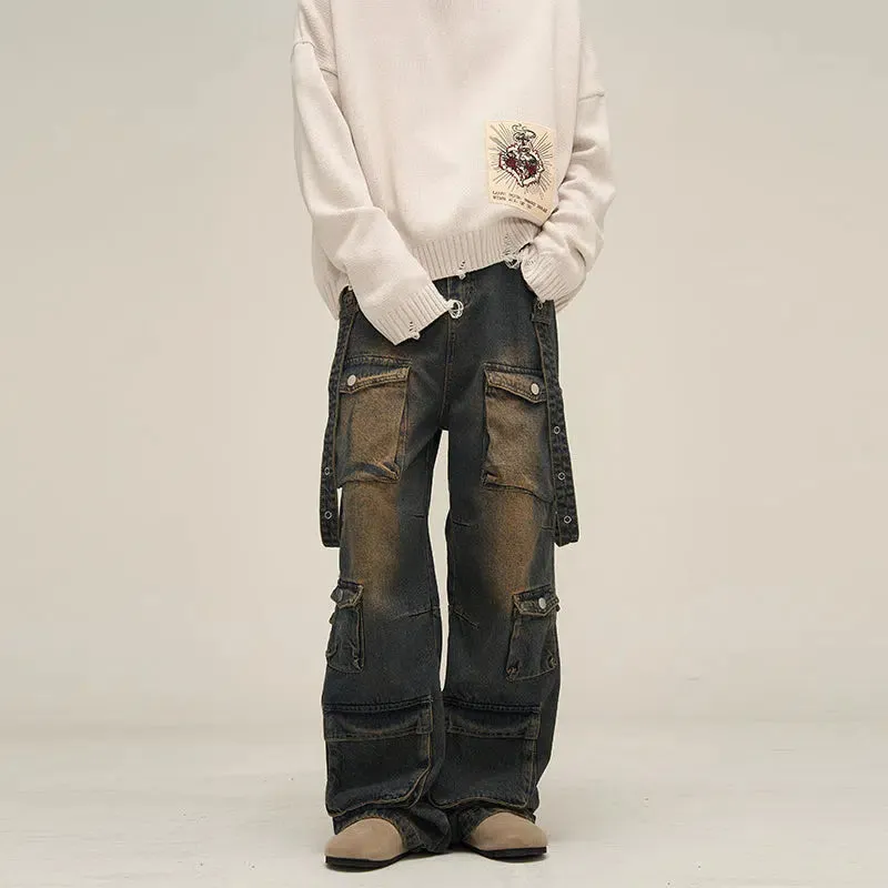 Washed Multi-pocket Ccargo eans