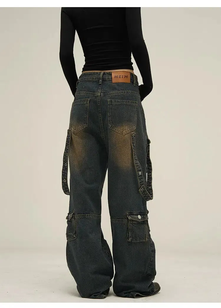 Washed Multi-pocket Ccargo eans