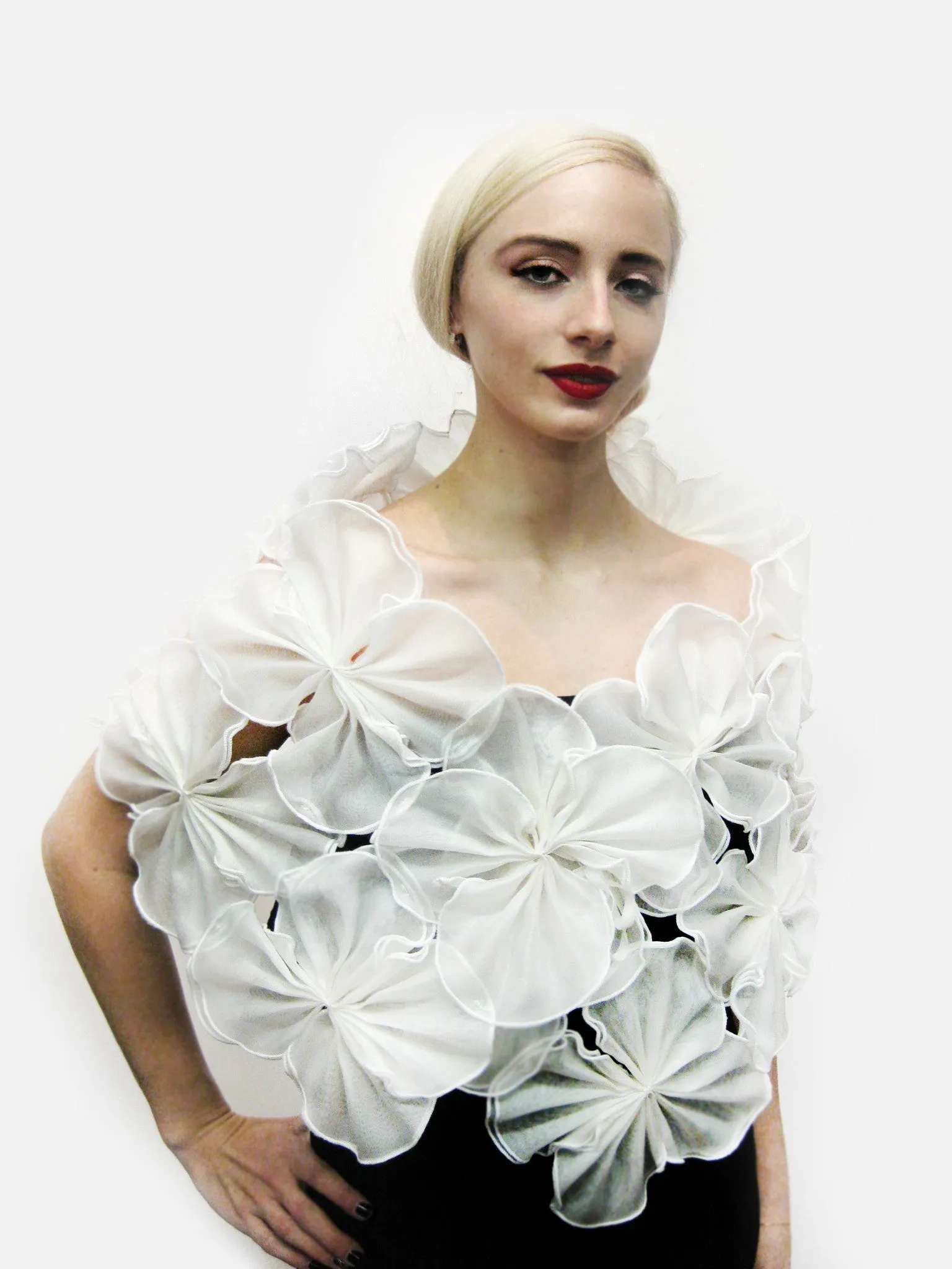 White Floral wrap with ties