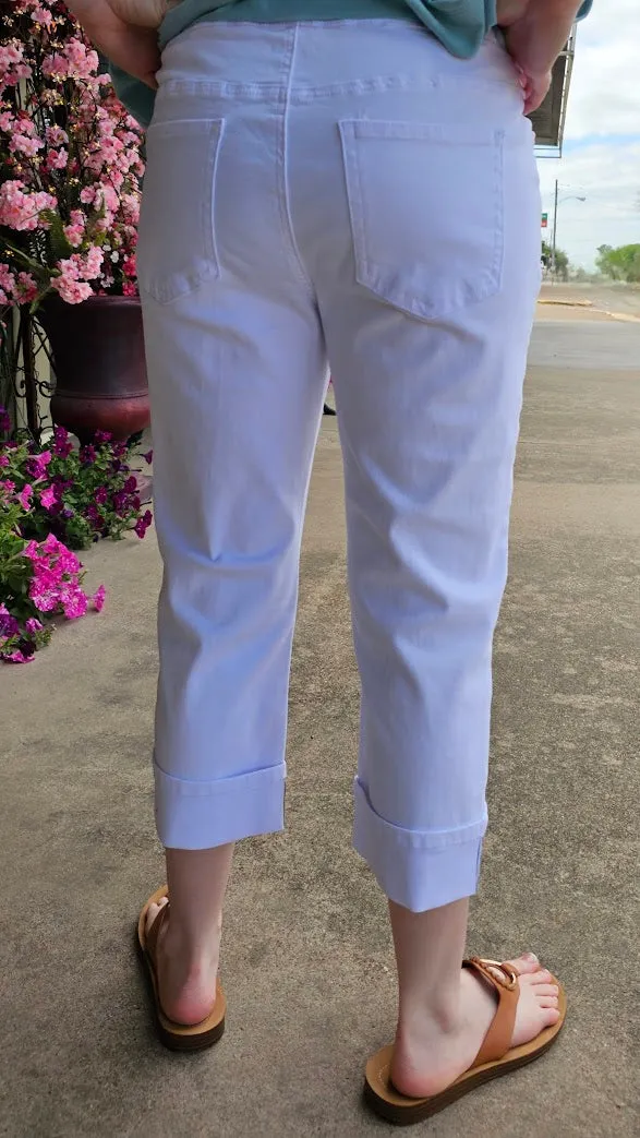 White Jewel Cuff Capris