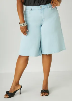 Wide Leg Denim Shorts