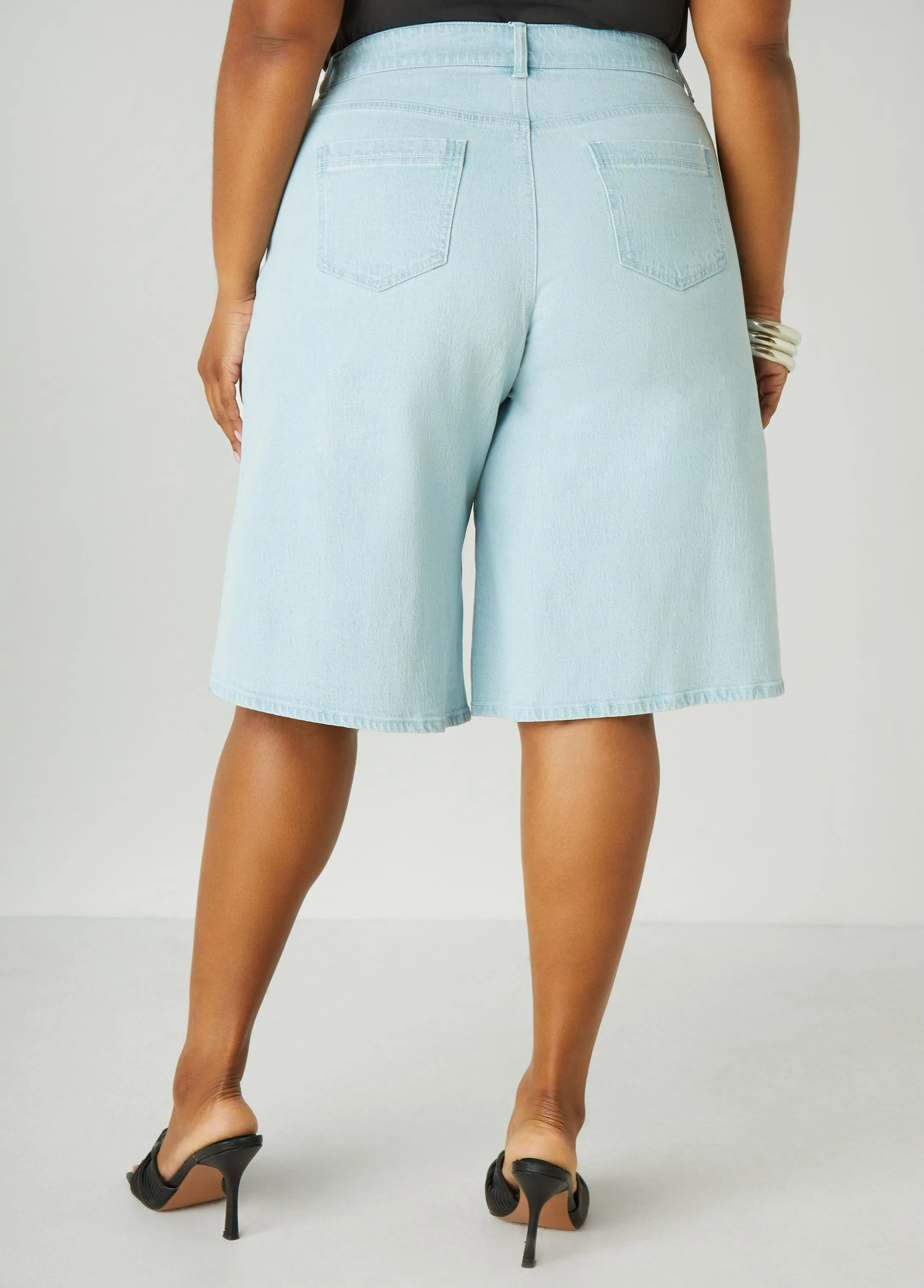 Wide Leg Denim Shorts