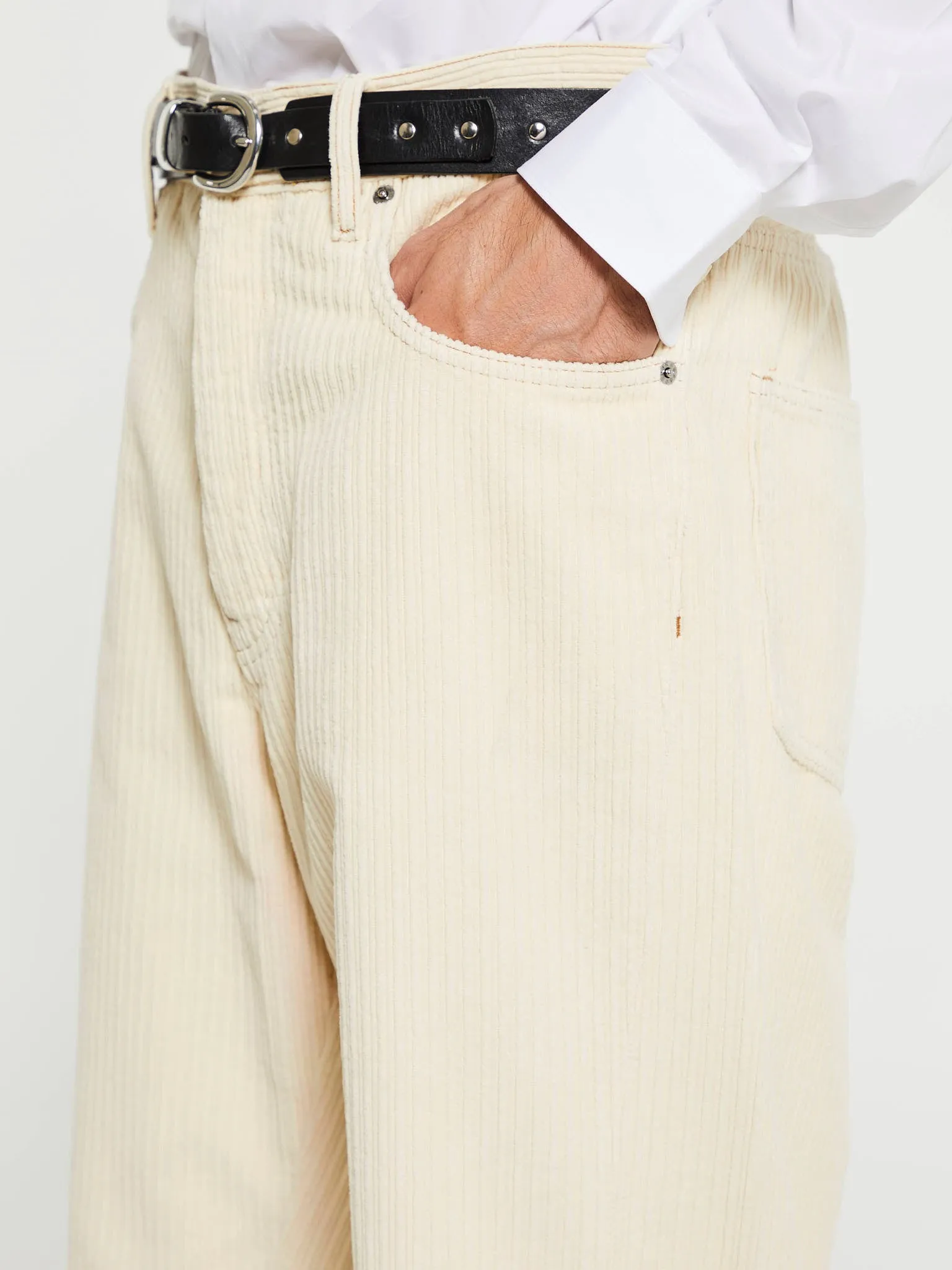 Wide Twist Cord Jeans in Off-white