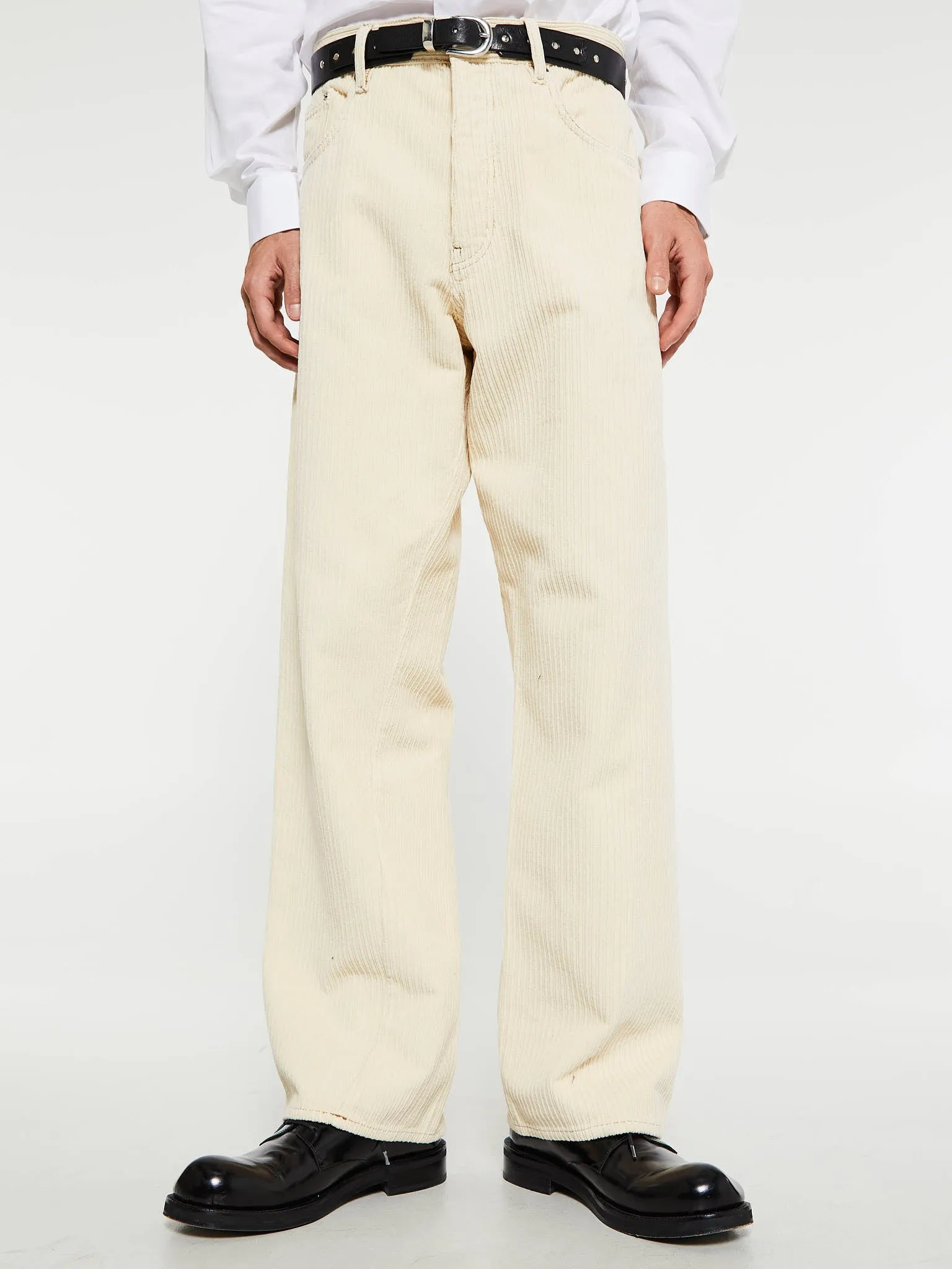 Wide Twist Cord Jeans in Off-white
