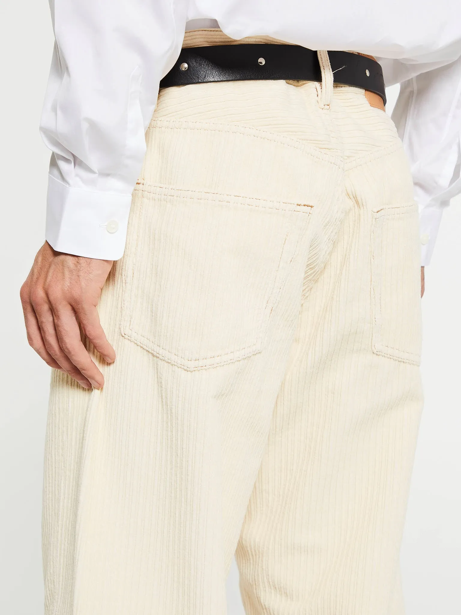 Wide Twist Cord Jeans in Off-white
