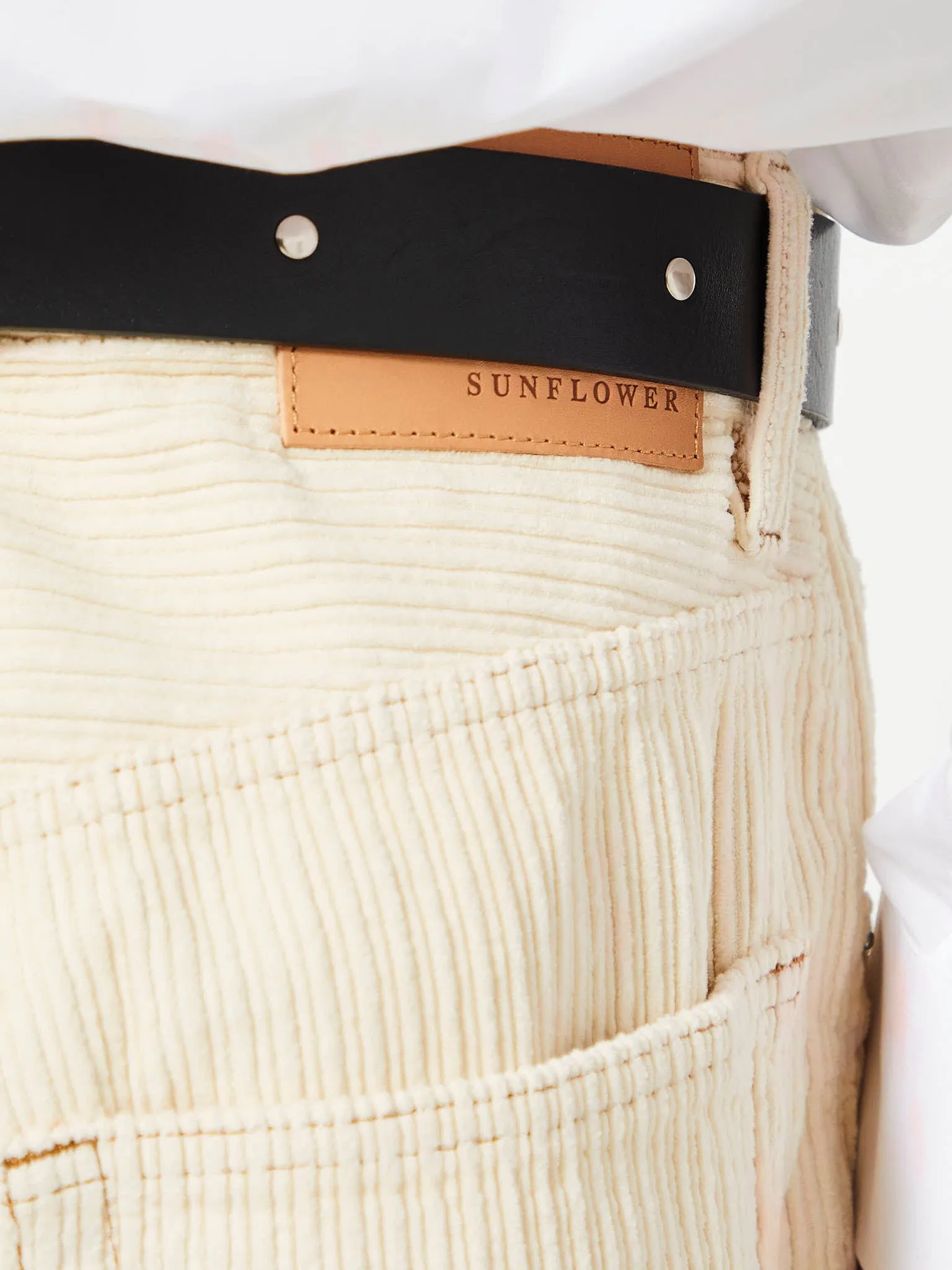 Wide Twist Cord Jeans in Off-white