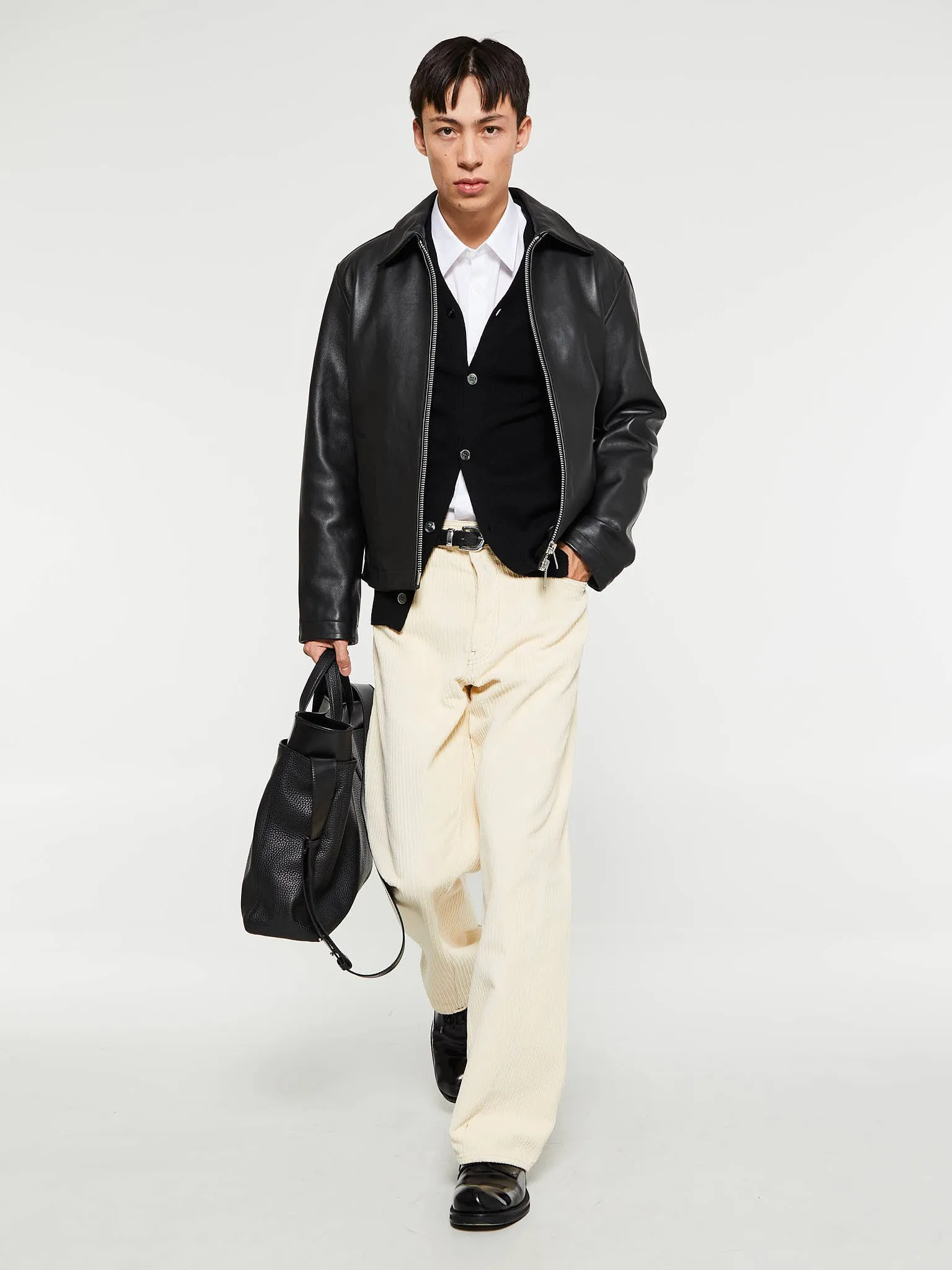 Wide Twist Cord Jeans in Off-white