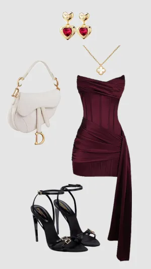 Wine Red Strapless Satin Short Evening Party Dress Cocktail Dress, DP3426