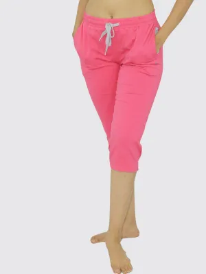 Women Coral Pink Solid Capri AT-EASE CAPRI -CP