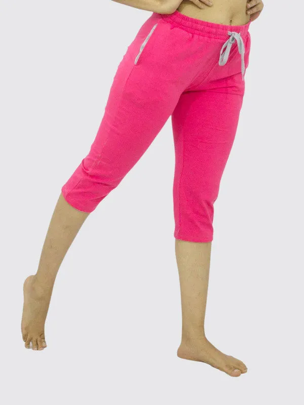 Women Coral Pink Solid Capri AT-EASE CAPRI -CP