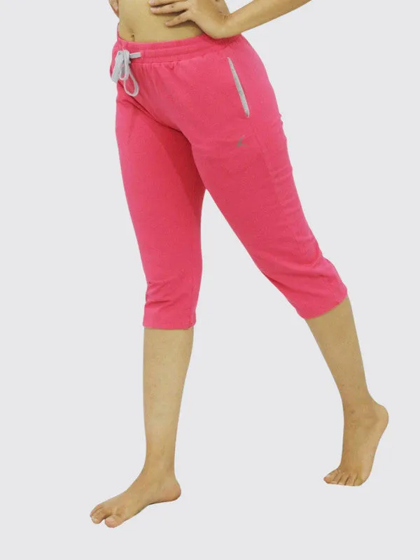 Women Coral Pink Solid Capri AT-EASE CAPRI -CP