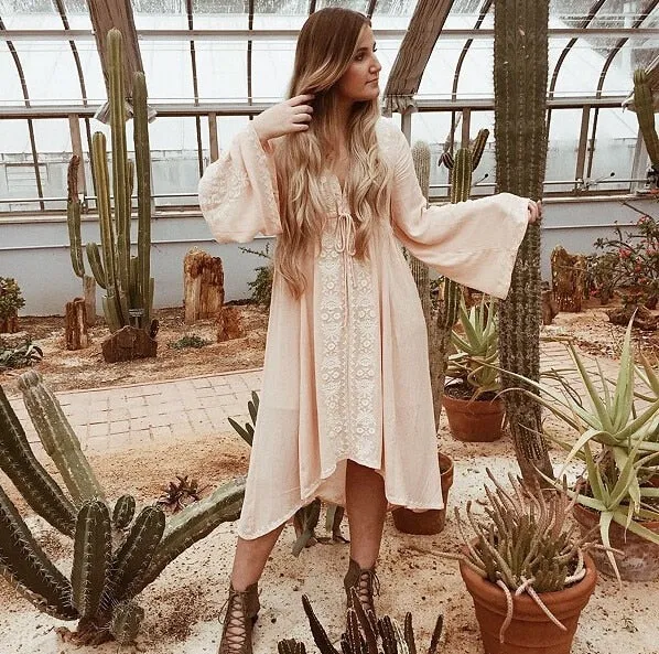 Women Embroidered Cotton Long Dress