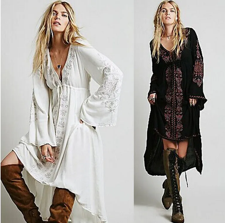 Women Embroidered Cotton Long Dress