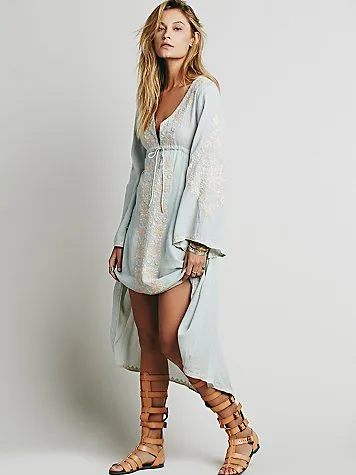 Women Embroidered Cotton Long Dress