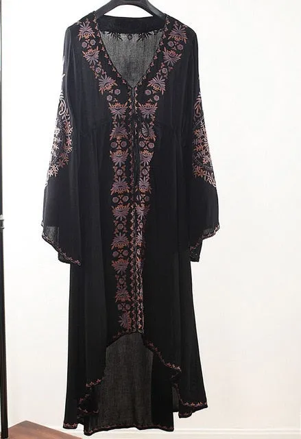 Women Embroidered Cotton Long Dress